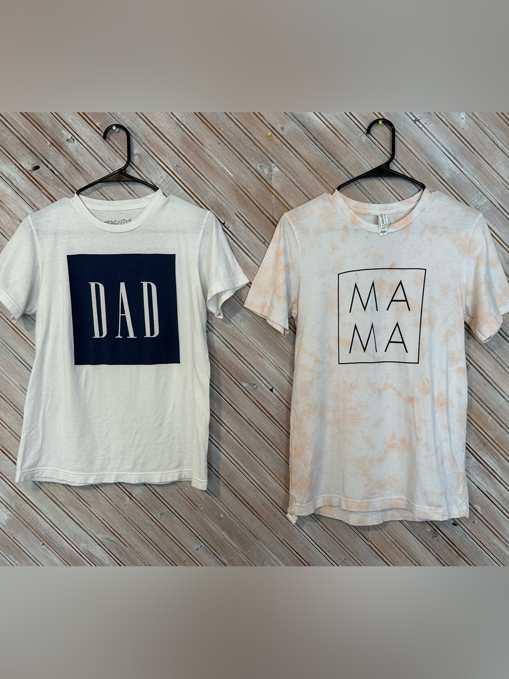 MAMA & DAD Graphic Tee Shirt Combo 2 Pack Pink Tie Dye & Blue Block